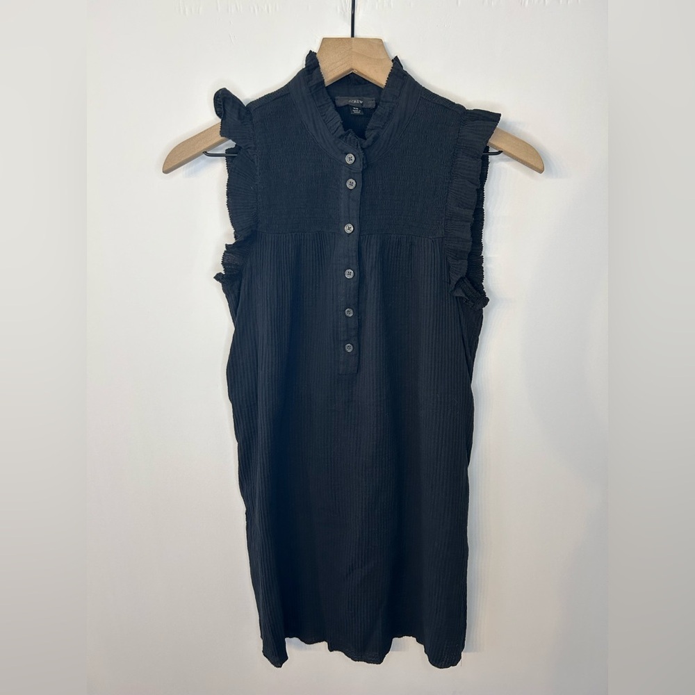 J.Crew Black Garden Dress in Soft Gauze, Size XS, Smocked, Ruffles - Picture 4 of 10